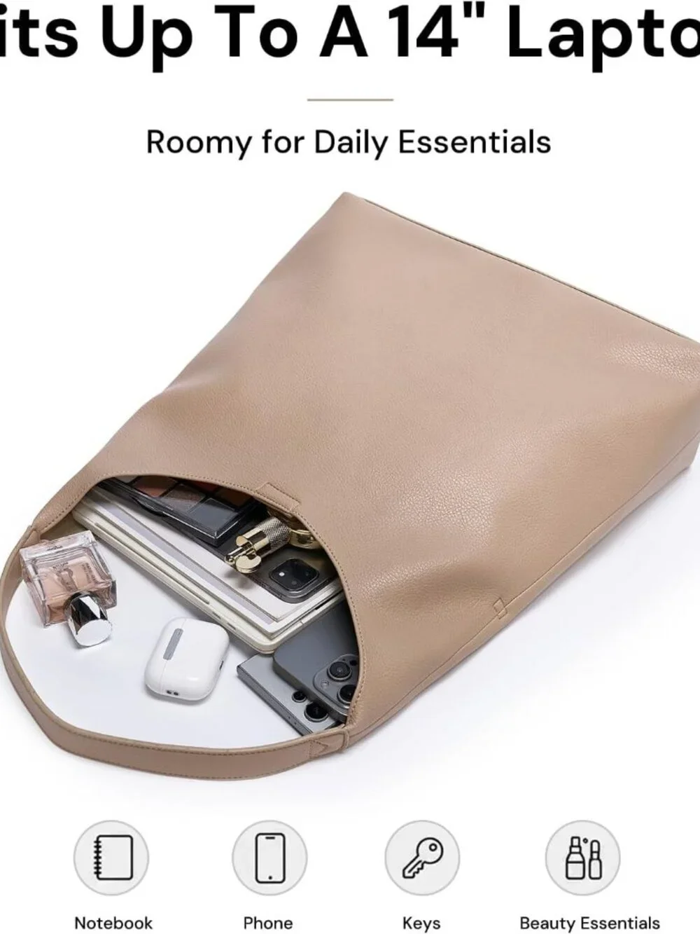 Hobo Bags for Women 2 Pcs Set, Large Soft Vegan Leather Slouchy Tote Bag | Faux